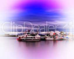 Horizontal vivid vibrant Norway ship quay landscape abstraction