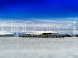 Horizontal vivid Norway toy pier quay building background backdr