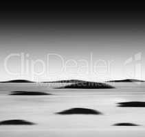 Square vibrant black and white ocean landscape islands abstracti
