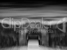 Horizontal black and white abstract 3d extruded cubes castle bac