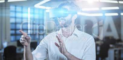Businessman gesturing while using virtual reality simulator