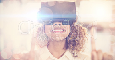 Woman wearing virtual reality glass