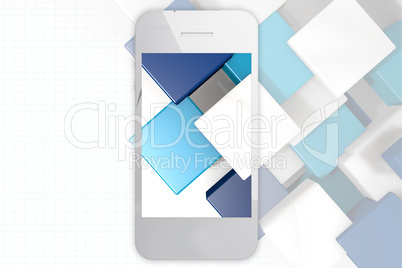 Composite image of credit card insert in mobile phone screen