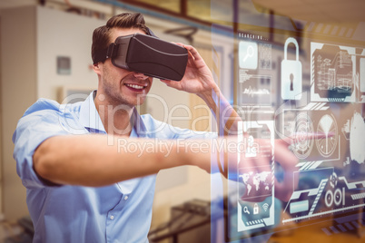 Composite image of man using a virtual reality device