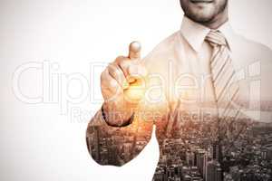Businessman in shirt pointing with his finger