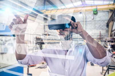 Composite image of man using a virtual reality device