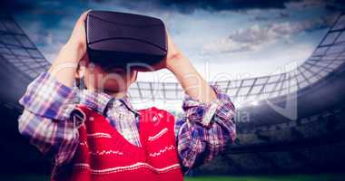 Composite image of children using an oculus