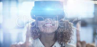 Woman wearing virtual reality glass