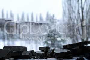 Debris stone frame bokeh backdrop