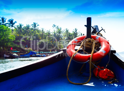 Horizontal vivid Indian boat life preserver