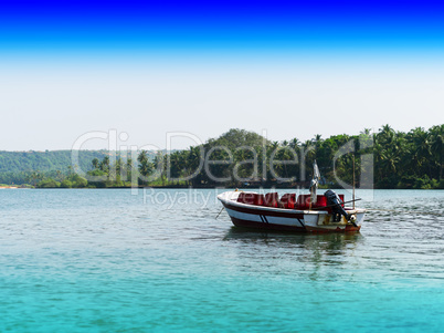 Horizontal vivid Indian boat landscape background backdrop