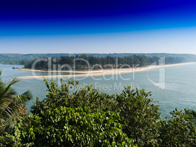 Horizontal tropical beach landscape background