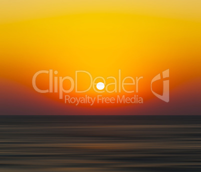 Horizontal vivid orange sunset ocean horizon abstraction blur ba