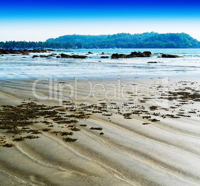 Horizontal vibrant paradise tropical island beach background bac