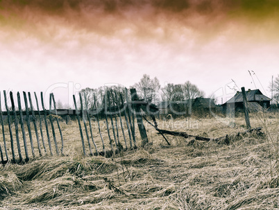 Horizontal dark ghost zombie russian village background backdrop