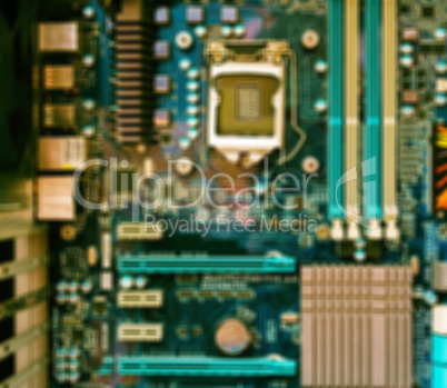 Horizontal vivid vintage computer motherboard pcb bokeh blur bac