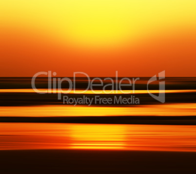Horizontal vivid orange golden Indian ocean sunset motion abstra