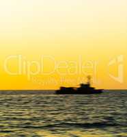 Square vivid ship silhouette motion blur orange  background back