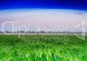 Horizontal vivid green field 3d extruded cubes landscape backgro