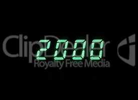 Horizontal green digital 2000 millenium display clock memories b