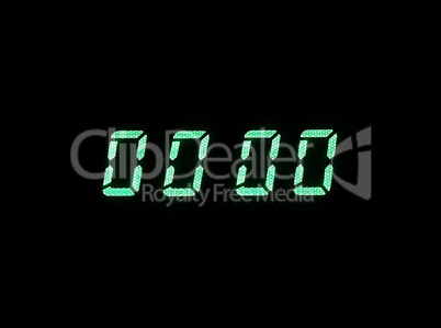 Horizontal green digital zero display alarm clock background bac