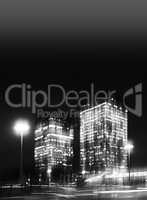 Vertical black and white motion blur skyscraper abstract backdro