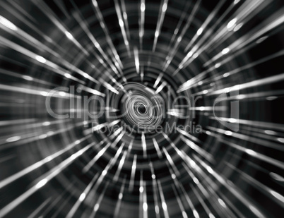 Horizontal black and white space teleport swirl abstraction back