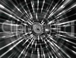 Horizontal black and white space teleport swirl abstraction back