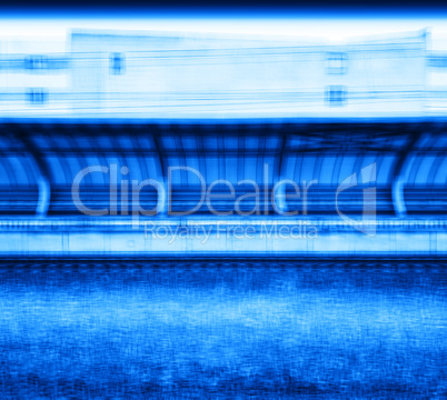 Square blue train station blurred abstraction background