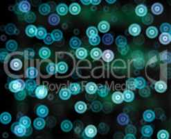 Horizontal cold blue circle bokeh spheres abstraction background