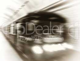 Vintage metro train in motion abstraction background