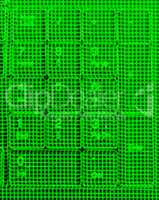 Vertical green matrix keypad abstraction backdrop