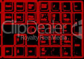 Horizontal red blurred interlaced keyboard background