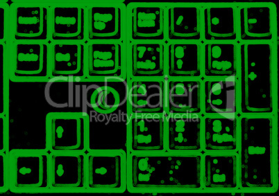 Horizontal green blurred interlaced keyboard background