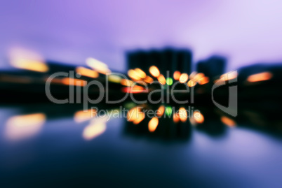 Horizontal night city reflection motion abstraction background