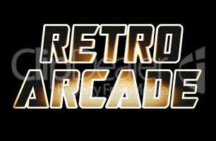 Horizontal warm glow retro arcade text illustration background