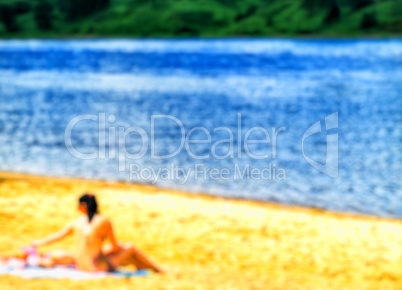 Girl on the beach composition bokeh