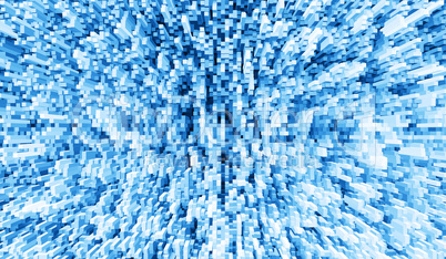 Blue 3d extruded cubes explosion illustration background