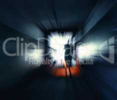 Horizontal vivid stalker exploring the tunnels motion abstractio