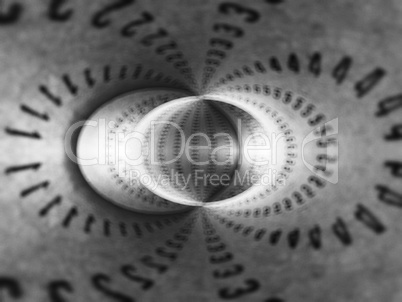 Horizontal spiral numbers in motion blurred background