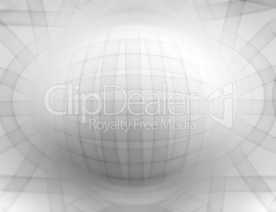 Horizontal black and white 3d sphere abstract illustration background