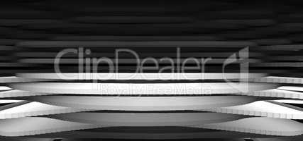Horizontal black and white 3d relief abstraction backdrop