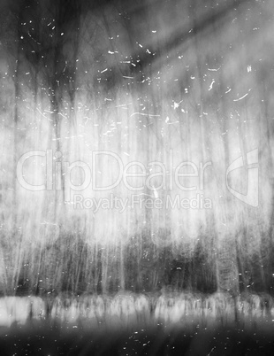 Vertical black and white abstract landscape with dust snow backg