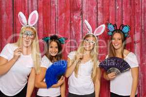 Lustige Mädchen mit Hasenohren - Photobooth Party
