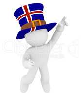 Jumping man with a hat of Iceland