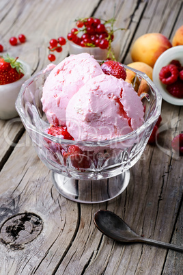 Bowl with fruit ice cream