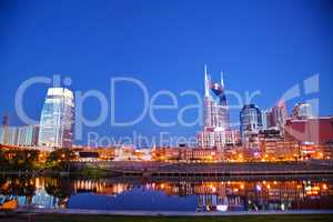 Downtown Nashville cityscape in the morning