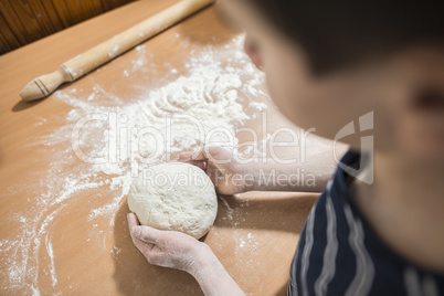 Making bread in a kitchen