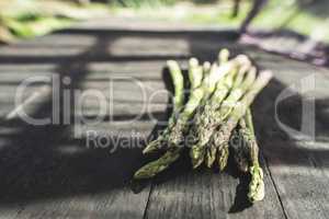 Asparagus on vintage table