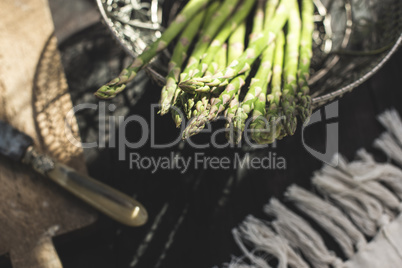 Asparagus on vintage table